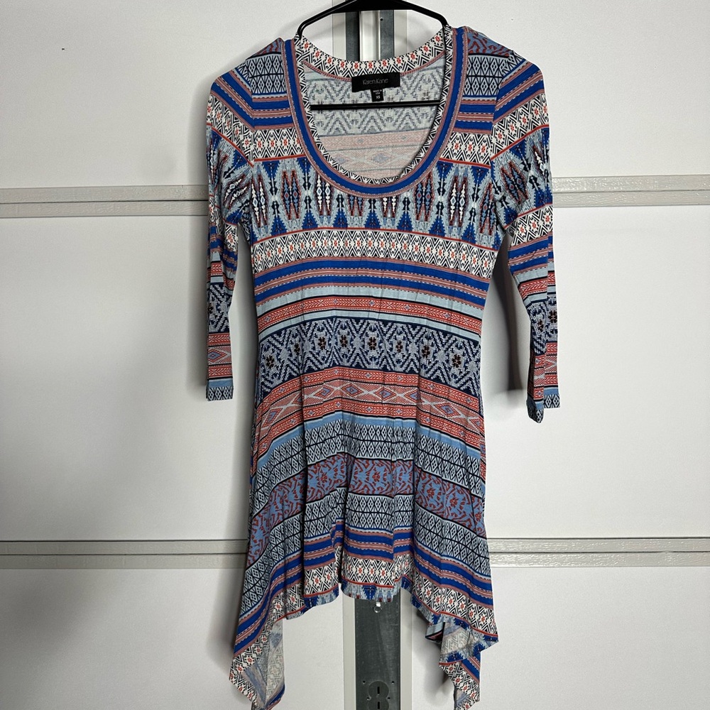Karen Kane Blue and Red Patterned Tunic